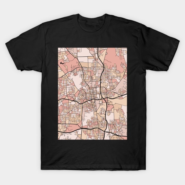 Winston-Salem Map Pattern in Soft Pink Pastels T-Shirt by PatternMaps